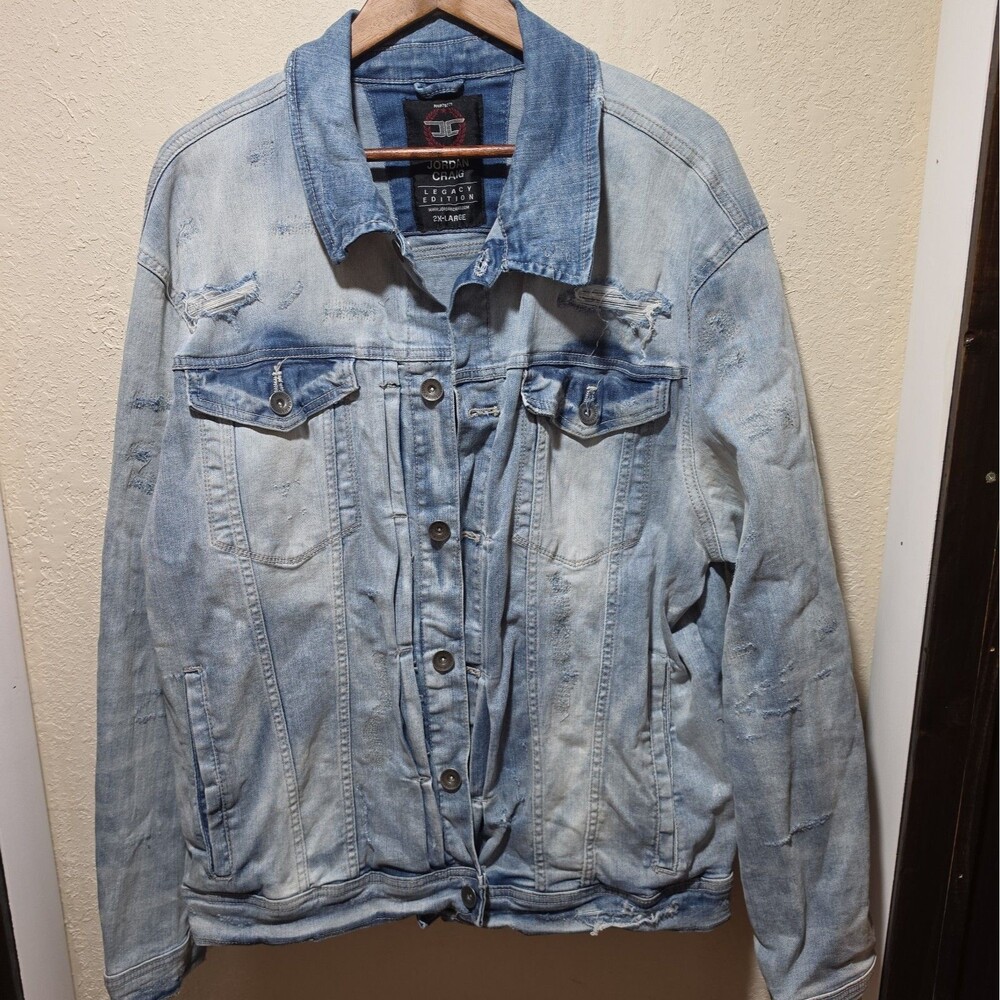 Jordan Craig Mens Denim Trucker Jacket 2XL Legacy Edition Distressed